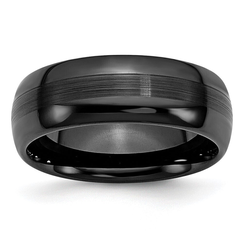Kazi Luxury Ceramic Black 8mm Brushed and Polished Band